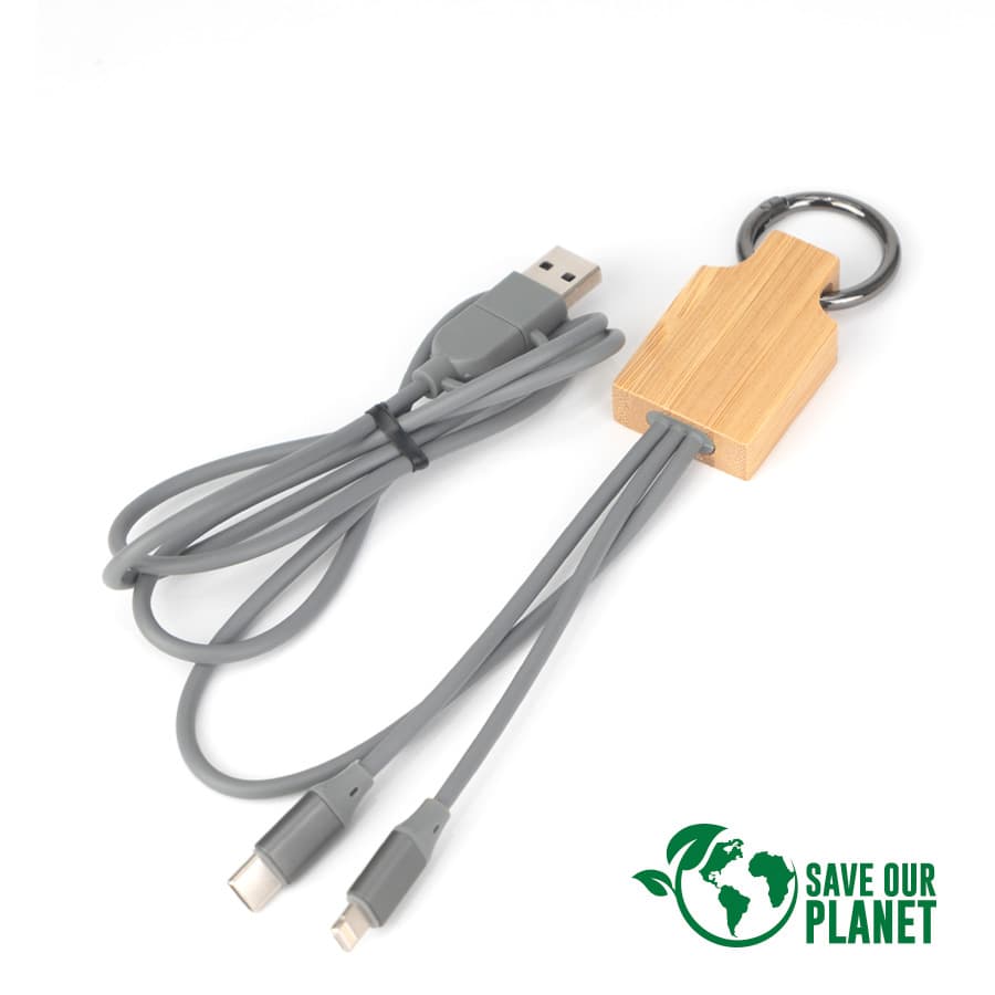 Connect Multicargador Retráctil 4 en 1 de ABS/Bamboo